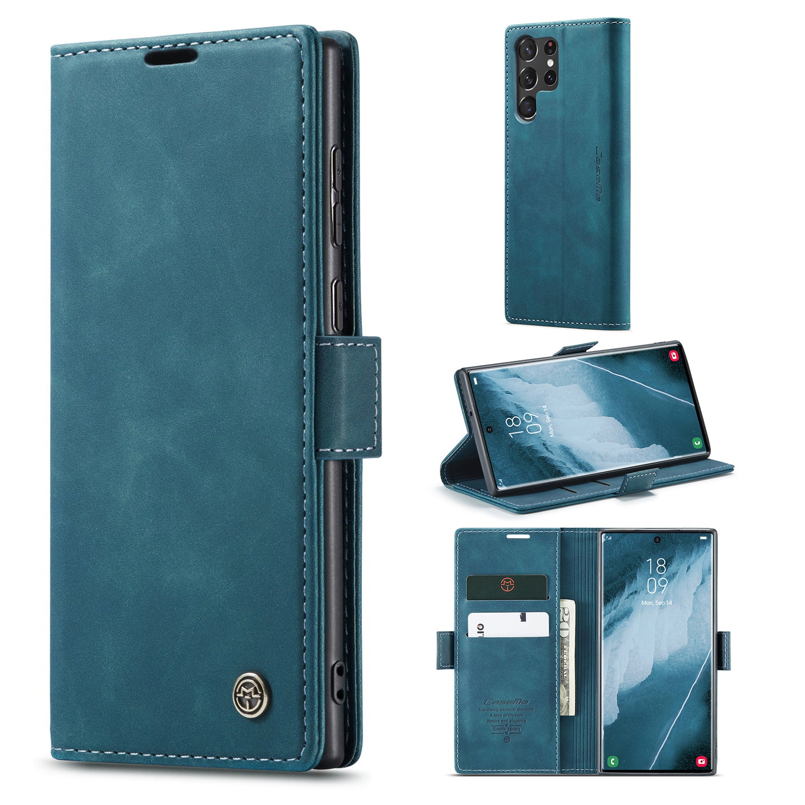 CASEME 013 Series For Samsung Galaxy S23 Ultra Stand Function Fully Wrapped PU Leather Wallet Case Magnetic Auto-absorbed Phone Case CASEME 013 Series For Samsung Galaxy S23 Ultra Stand Function Fully Wrapped PU Leather Wallet Case Magnetic Auto-absorbed Phone Case